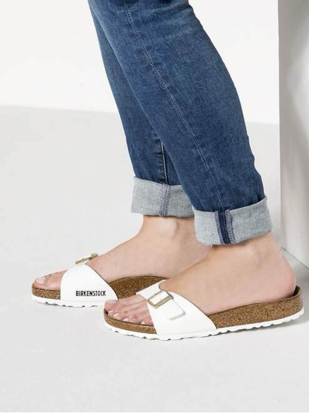 Birkenstock Madrid Birko-Flor White Slide Sandal 38 or 7-7.5